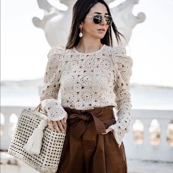 🎉HP🎉ZARA TEXTURE WEAVE BALLOON SLEEVES TOP - Picture 2 of 7